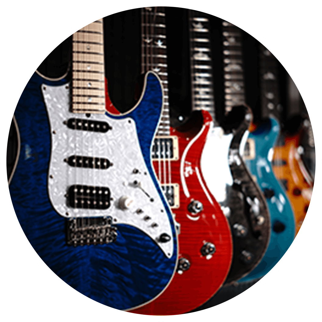 店頭に並んでいるギター